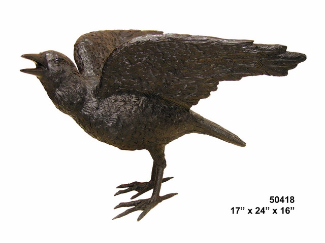 Bronze Raven with wing out